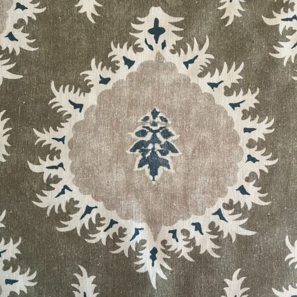 OKA Drisana Linen Pillow Cover 20"x20" Square In Spruce Green Turkish Motif - Picture 4 of 4